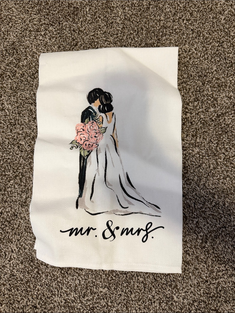 NEW Mr. & Mrs. Bridal Decorative White Kitchen Towel